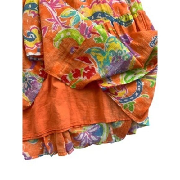 Lauren Ralph Lauren Womens LRL Orange Floral Print Skirt Size L 100% Cotton - Picture 3 of 4